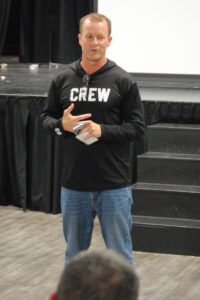 NFL Referee Shawn Hochuli addresses the OCFOA membership