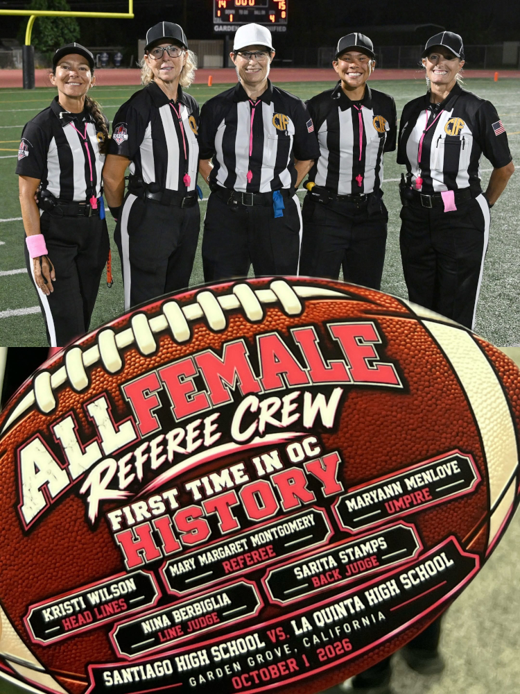 First all-female varsity tackle football officiating crew in Orange County, California history.
